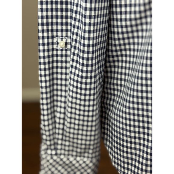 NEW Tommy Hilfiger Womens Navy White Gingham Button Down Shirt Blouse Top Size M - Picture 11 of 14